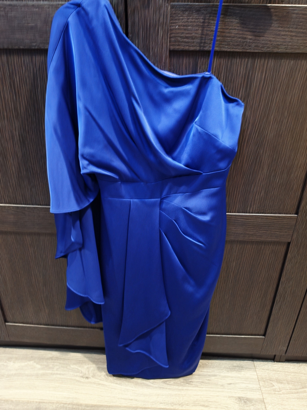 Aidan Mattox Royal Blue One-Shoulder Draped Cocktail Dress
